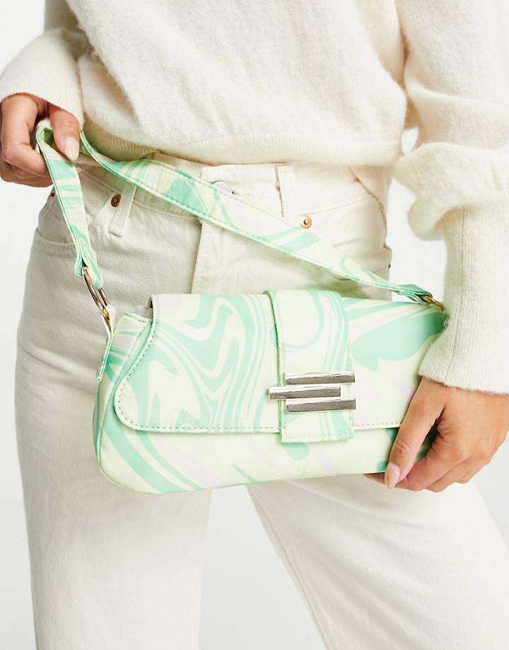 Asos Design 70s Shoulder Bag In Swirl Print With Hardware Tab-multi