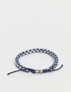 Tommy Hilfiger Woven Bracelet In Blue - Navy