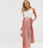 Asos Design Tall Cropped Drawstring Pants In Natural Stripe - Multi