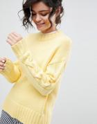 2ndday Cable Sleeve Sweater - Yellow