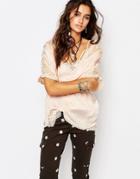 Native Rose Lace Detail Kimono With Back Embroidery Detail - Flamingo Nud