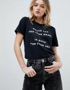 Adolescent Clothing Valentines T-shirt With Bad Heart Good Art Slogan - Black