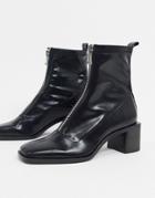 Stradivarius Ankle Boots With Zip Detail In Black