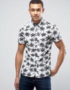 Blend Palm Print Shirt Short Sleeve - White
