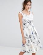 Closet Blue Rose V Back Box Pleat Dress - Multi