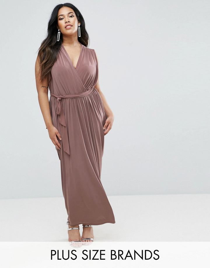 Club L Waterfall Drape Detail Maxi Dress - Pink