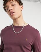 Farah Worthington Ls T-shirt In Burgundy-red