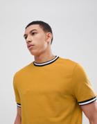 New Look T-shirt With Tipping Detail In Mustard - Yellow