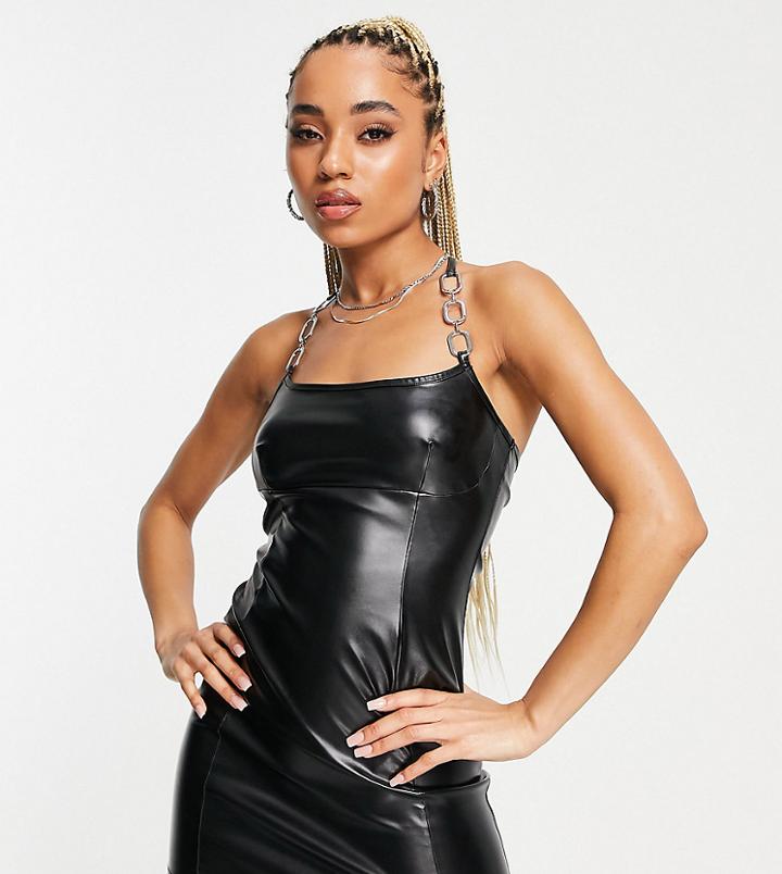 Asyou Pu Chain Strap Mini Dress In Black