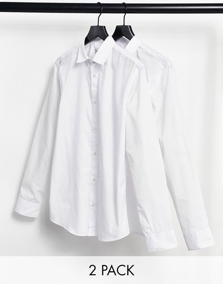 Jack & Jones Essentials 2 Pack Smart Shirt In Slim Fit White
