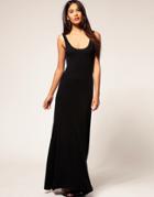 Supertrash Jersey Maxi Dress With Deep V Back - Black