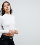 Asos Tall Crop Top With Turtleneck - White