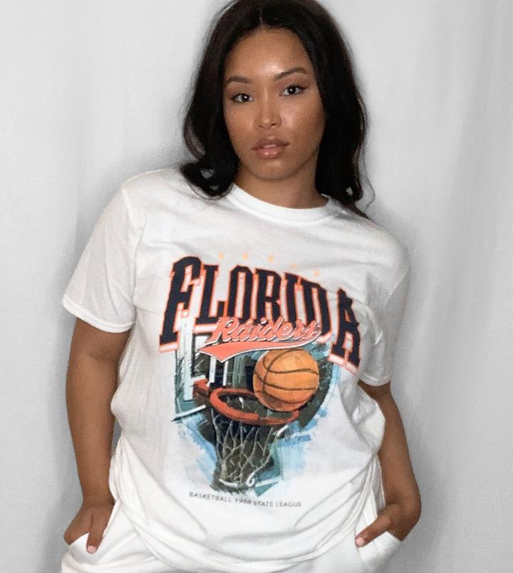 Missguided Plus Oversized T-shirt With Florida Print In White