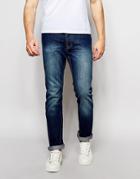 Bellfield Straight Leg Jeans With Heavy Rinse Wash - Blue