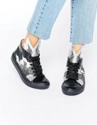 Minna Parikka Thunderball Black & Silver Glitter Hi Top Sneakers - Multi