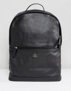 Asos Backpack In Black Leather With Emboss Detail - Black