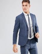 Jack & Jones Premium Slim Suit Jacket In Herringbone Tweed - Blue