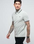 Fred Perry Slim Pique Polo Shirt Twin Tipped In Mint Green - Green