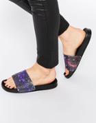 Slydes Daytona Slide Flat Sandals - Black Galaxy Photopr