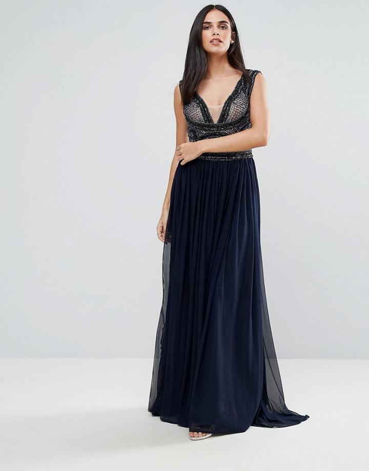 Forever Unique Pannelled Maxi Dress - Blue