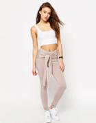Asos Leggings With Tie Front - Taupe