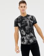 Hollister Taped Logo Acid Wash T-shirt In Black - Black