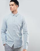 Solid Shirt In Stripe And Regular Fit - Blue