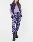 Love & Other Things Tie Dye Sweatpants In Purple & Black-multi