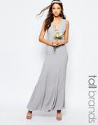 Fame And Partners Tall Maxi Dress With Fishtail - Gray