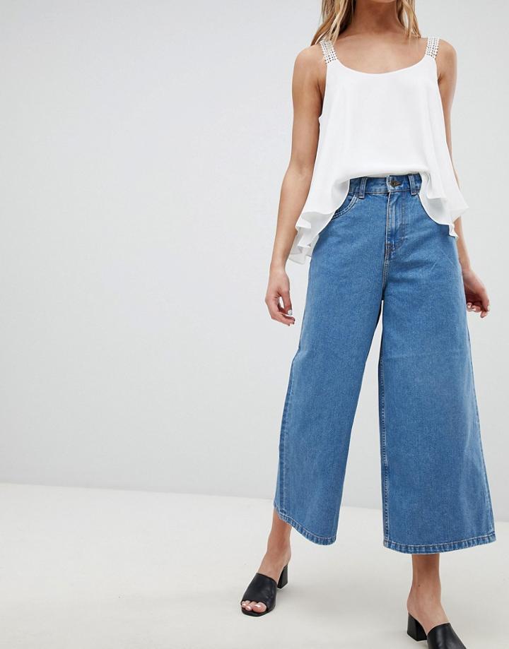 Only Wiky High Waisted Wide Leg Jeans - Blue