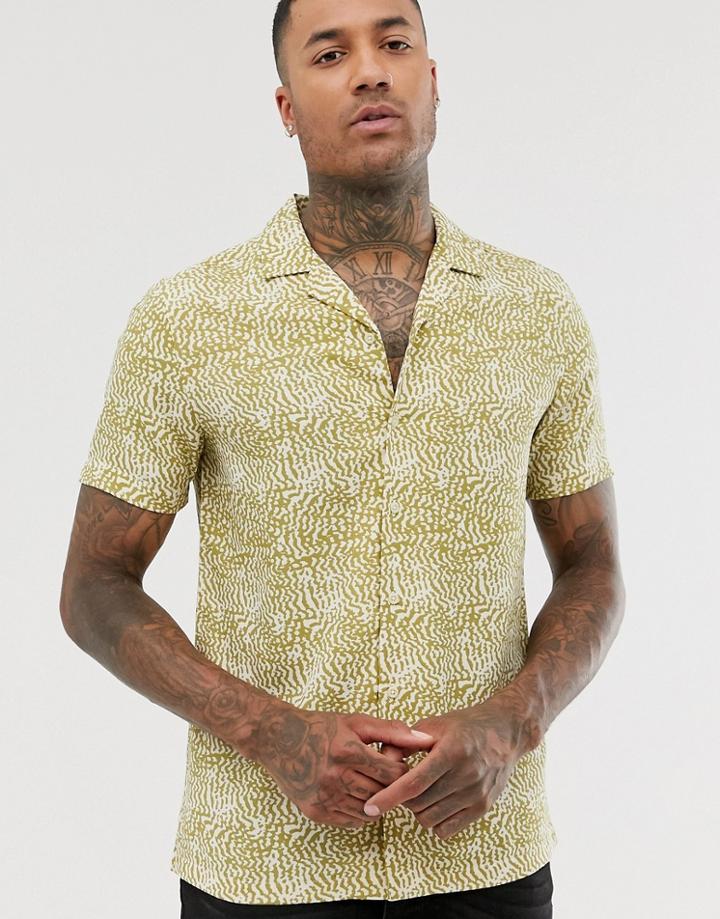 Asos Design Regular Animal Shirt In Ecru - White