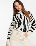 Mango Zebra Print Sweater-black