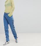 Chorus Tall Lace Up Side Mom Jeans - Blue