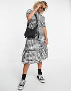 Violet Romance Tiered Midi Dress With Open Back In Gingham-black