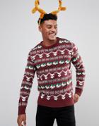 Another Influence Holidays Pattern Sweater - Red