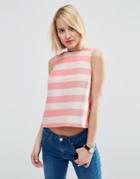 Asos Tan And Pink Stripe Shell Top - Multi