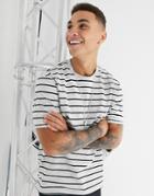 Only & Sons T-shirt With Multi Stripe In Gray