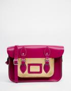 The Leather Satchel Company 12.5 Satchel With Metallic Pocket - Pink