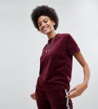 Fila Oversized T-shirt In Velour With Tonal Chest Logo - Red
