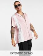 Asos Design Relaxed Satin Shirt In Dusty Pink Cut & Sew