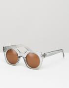 7x Chunky Square Frame Sunglasses With Round Lens - Clear