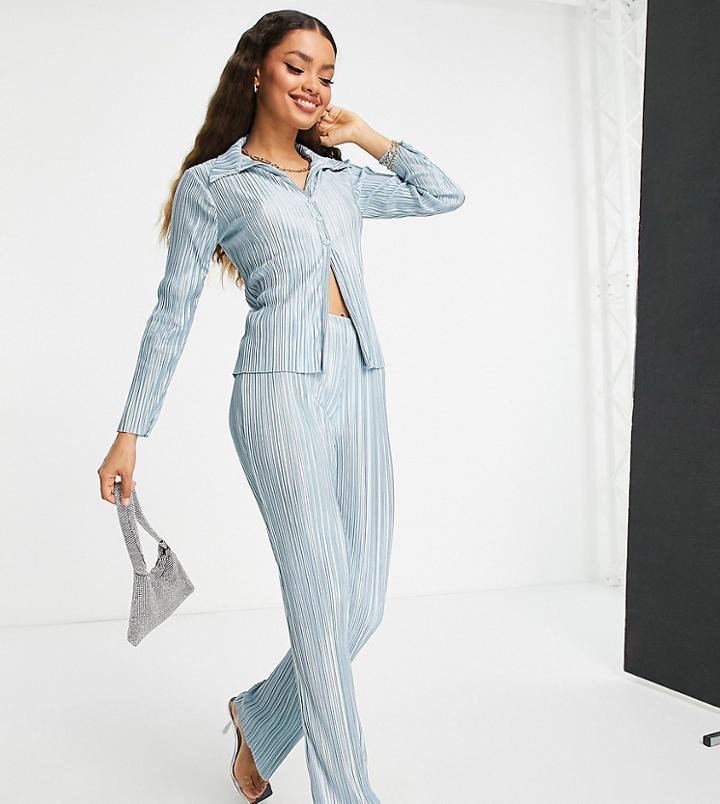 Asos Design Petite 90s Jersey Plisse Suit Pants - Part Of A Set-multi