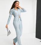Asos Design Petite 90s Jersey Plisse Suit Pants - Part Of A Set-multi