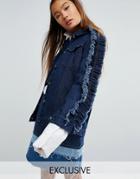 Mad But Magic Denim Jacket With Sleeve Frill - Blue