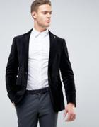 Burton Menswear Slim Velvet Blazer - Black