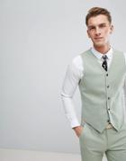 Asos Wedding Skinny Suit Vest In Sage Green - Green