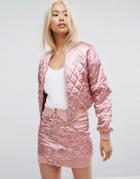 Missguided Barbie Quilted Bomber Jacket - Pink
