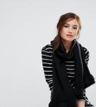 Willow And Paige Oversized Scarf With Frill Detail - Black