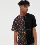 Heart & Dagger Oversized Spliced Printed T-shirt - Black