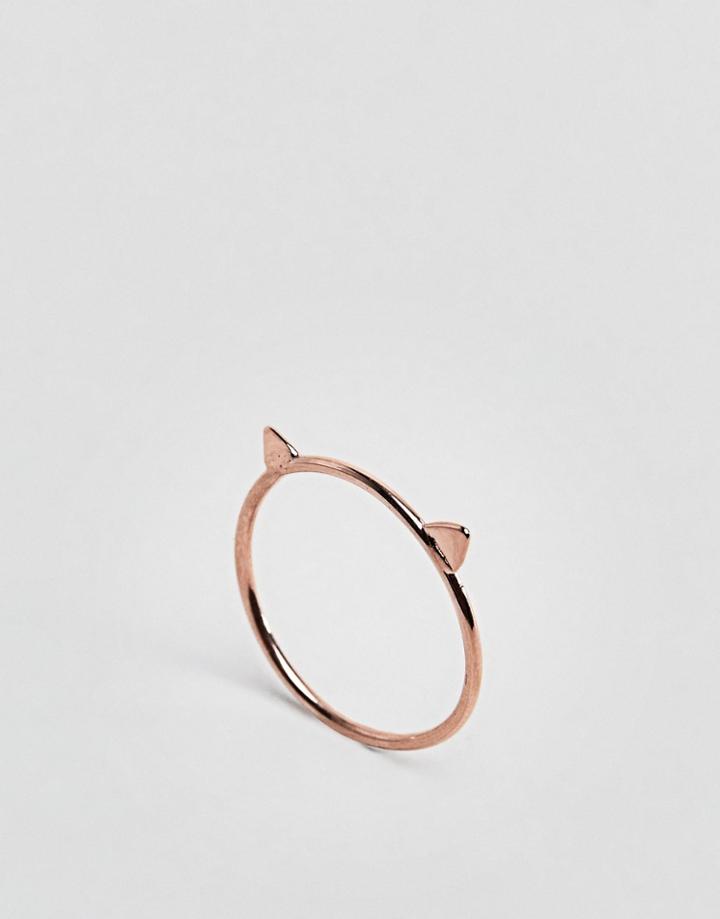 Asos Rose Gold Plated Sterling Cat Ring - Copper